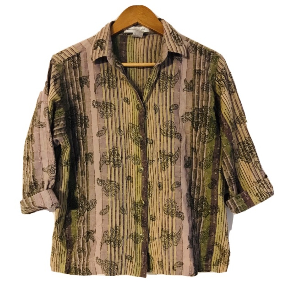 Maggie & Max Womens Large Blouse India Paisley